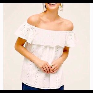 ANTHROPOLOGIE Eri+Ali Eyelet Off Shoulder Top